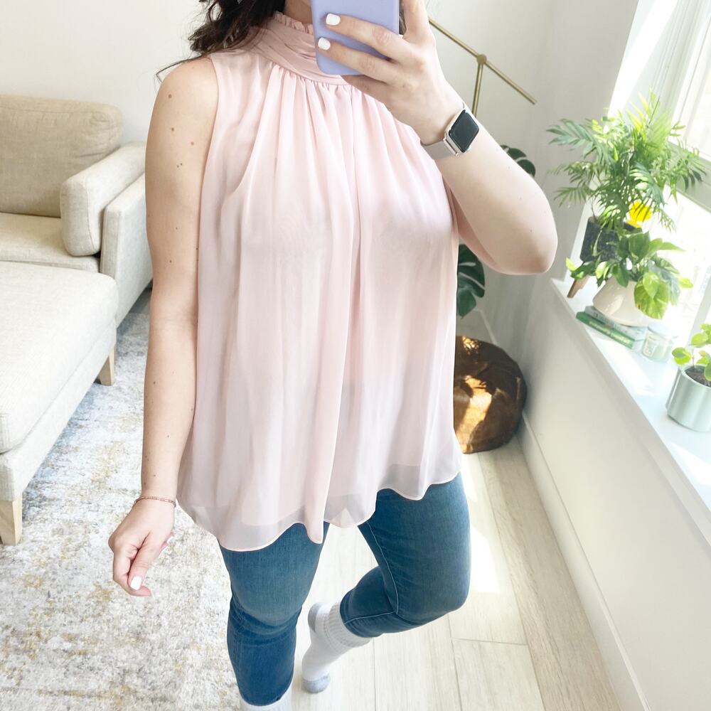 Vince Camuto Pink High Neck Flowy Tank Size XS